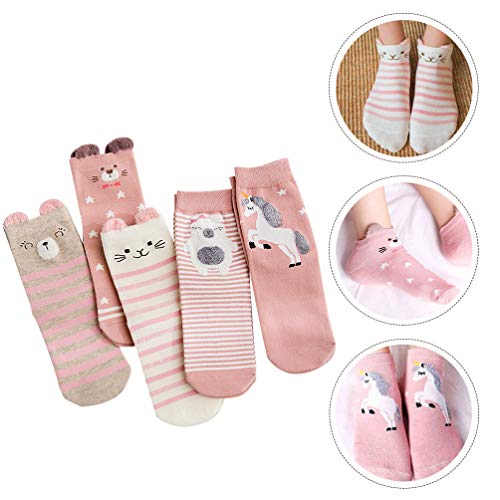 KESYOO 5 pares de meias femininas de algodão fofas divertidas com desenho de animal para mulheres, p
