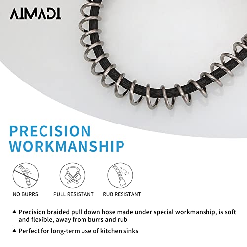Image of AIMADI Kitchen Faucet Black,Black Stainless Steel Kitchen Faucet | with Pull Down Sprayer,Single Handle Faucet for Kitchen Sink with LED Light