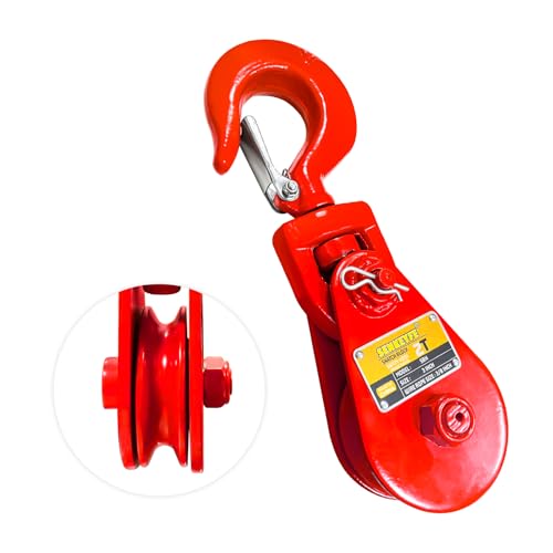 SENKEYFE Bloque de arranque de 2 toneladas con gancho, polea de 3 pulgadas para cuerda de alambre de 3/8 pulgadas, polea de bloque de enganche de 4400 libras para remolque, remolque, remolque,