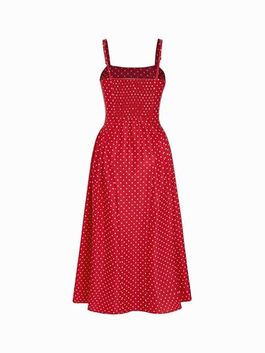 Image of CIDER Womens Polka Dots Summer Casual Dresses Square Neck Sleeveless Midi A Line Elegant Dress
