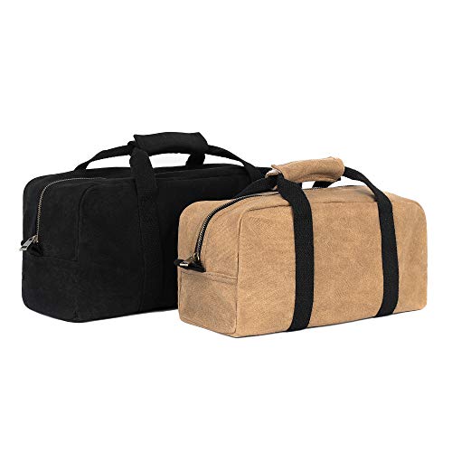 Waxed Canvas Multi-Purpose Waterpoof Tool Organizer Bags, Portable Carry On Pouch, 1 Small & 1 Medium Tool Bag, Khaki/Black (2 Pack) #TOP27