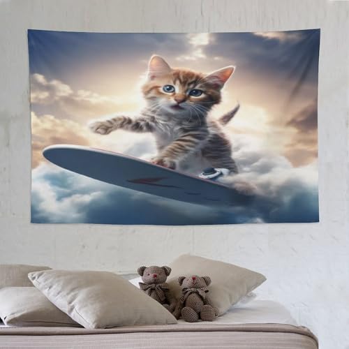 Tenture en tissu chat mignon pour transformer l'art mural d'une chambre