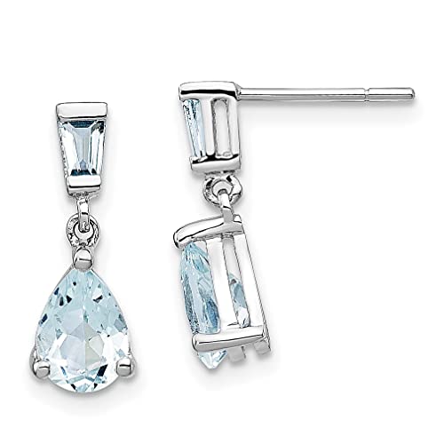 14K White Gold Aquamarine Dangle Earrings Drop Birthstone March Fine Jewelry For Women Gifts For Her #TOP13