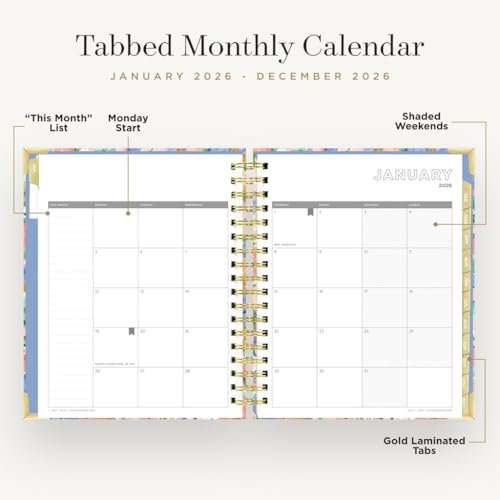 Day Designer 2026 Daily Planner – Premium Planner for Stylish Organization. Combines Monthly Calendar, Hourly Schedule, To-Do List, Gratitude, Goal Setting, Inspirational Quotes, Stickers & More. Elegant laminated Cover with Gold Accents (Lorelei Design - 2026) - Image 6