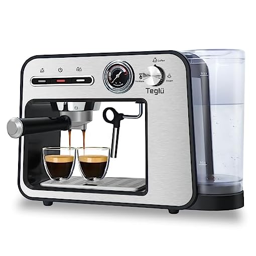 Teglu Kaffeemaschine, Espresso-Siebträgermaschine, 20 Bar Espressomaschine, Milchaufschäumer für Cappuccino und Latte, Macchiato, Spülmaschinenfeste Tropfschale