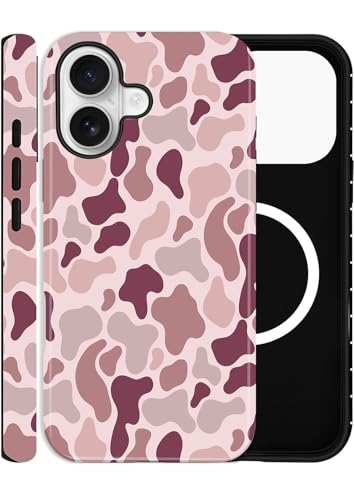 Coque iPhone 16 MagSafe rose camouflage rétro pour sublimer votre quotidien