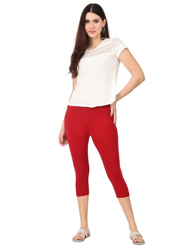 Image of Robinbosky Premium Stretchable Cotton Capri Legging for Women | Suitable for Formal wear & Casual wear | High-End Elastic Makes. The Leggings Squat Proof and Durable for Travel, Yoga, & Workout.
