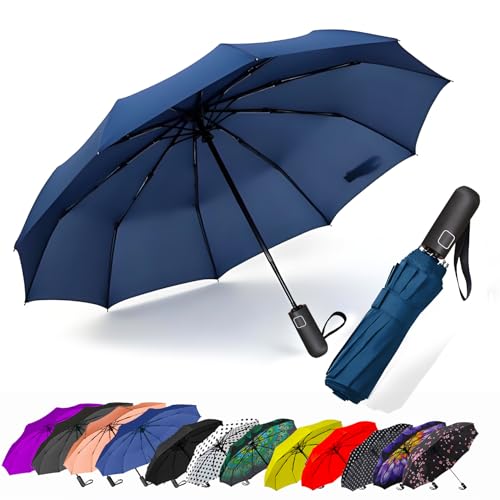 Image of SIEPASA Umbrella for Men - Automatic Large Size Foldable Umbrella with Travel Cover for Man and women - 3 fold Windproof umbrella
