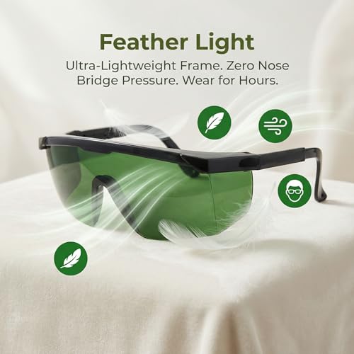 VertexOval Gafas para Depilación de Luz Pulsada (IPL) y HPL, Lentes Verdes Anti-Deslumbramiento, Accesorio de Belleza Confortable para Sesiones en Casa - Anti-Flash y Fatiga Ocular - imagen 5