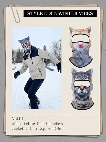 Image of 3D Cat Ski Balaclava Sheisty Face Mask with Ears Cute Animal Ski Mask for Music Festivals Raves Party Outdoor Activities