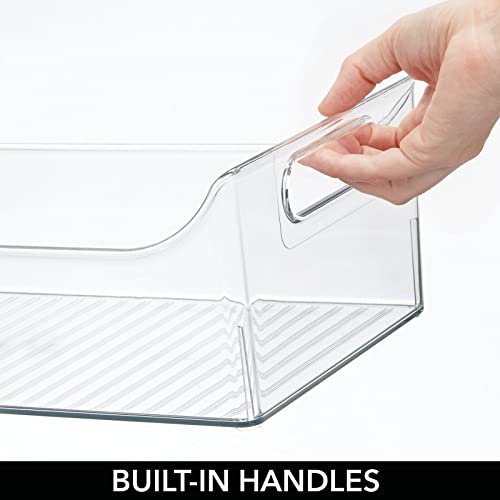 Mdesign Portable Nursery Storage Plastic Baby Organizer Storage Caddy Bin W/Handles For Kids/Child Essentials - Holds Diapers, Wipes, Bottles, Baby Food - 16" Long - Ligne Collection - 2 Pack - Clear #TOP3