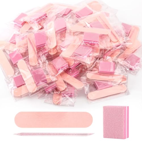 48 Sets Disposable Manicure Kit Individually Package Nail Kit Manicure Set with Mini Nail File Mini Nail Buffer Nail Stick for Salon Home