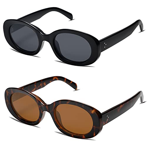 Image of Allarallvr Retro Oval Polarized Sunglasses for Women and Men Vintage Designer Style Gafas De Sol Para Mujer AR82023 Black+Tortoise