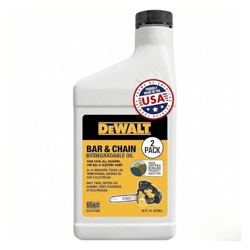 Image of DEWALT - Biodegradable Bar & Chain Oil - Green, Eco-Friendly, Non-Toxic Professional Bar & Chainsaw Lubricant (16 oz (Case of 2))