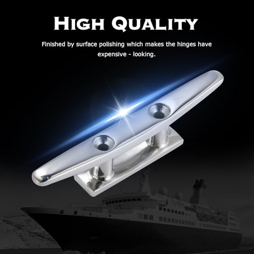 CHANGE MOORE Boat Cleat Open Base Boat Cleat, Dock Cleats 5 inch Dock Cleat 316 Stainless Steel Boat Mooring Accessories, Include Installation Accessories 2pcs Boat Cleats, 4 Nuts 4 Bolts 4 Screws