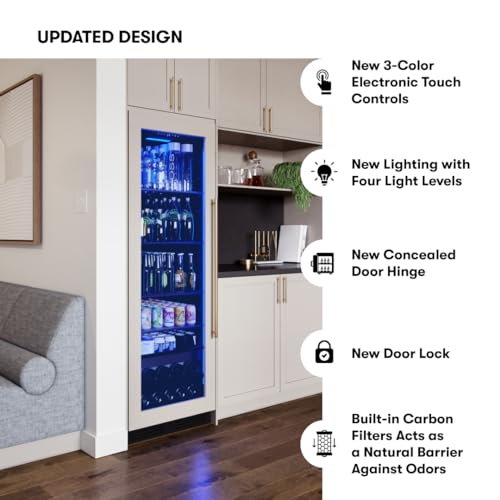 Image of Zephyr 24 Inch Panel-Ready Wine Fridge & Beverage Refrigerator Single Zone Full Size - Tall Wine Cooler Cellars Large Bar Drink Freestanding w /Glass Door - 266x12oz cans & 14x750 ml bottles