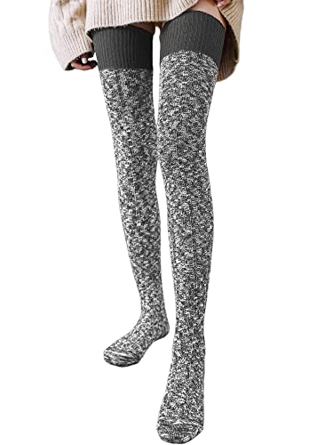 Image of Women's Thigh High Knitted Winter Boot Socks Vintage Extra Long Leg Warmer Over Knee High Stockings