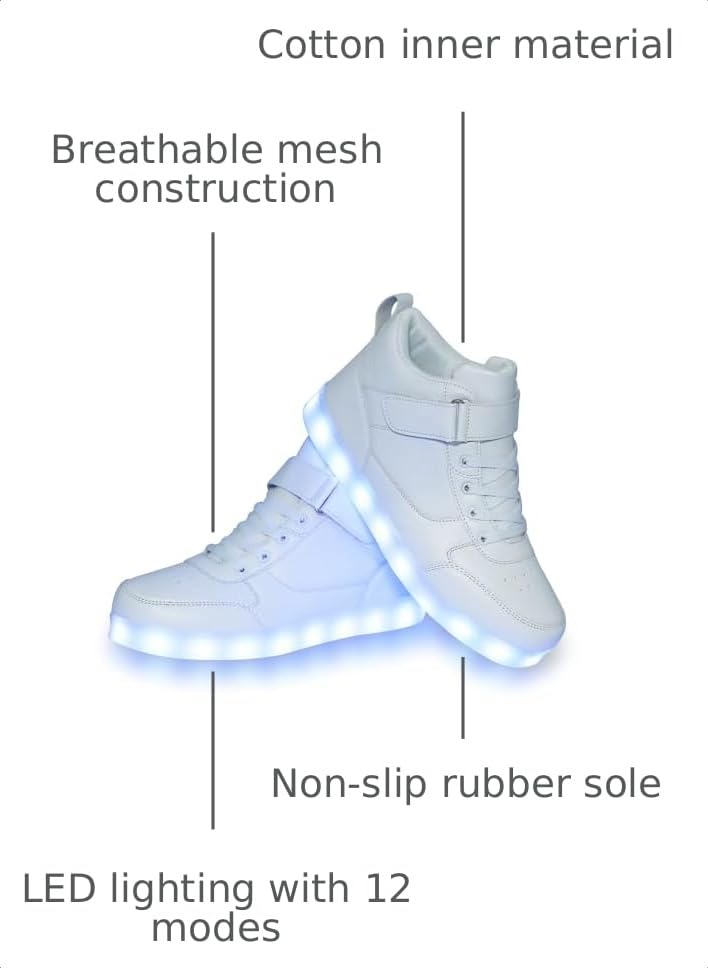 Image of YuanRoad Unisex LED Light Up Shoes with USB Charging Glowing Luminous LED Sneakers