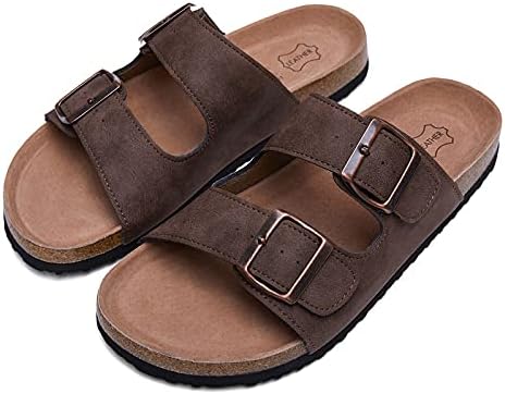mysoft Womens Flat Sandals Cork Footbed Slides 2 Straps Adjustable Buckle Slip On Summer with +Comfort Shoes - Image 7