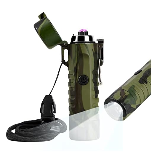 Waterproof Lighter USB Plasma Lighter Rechargeable Electric Lighter Waterproof with Flashlight Flameless Lighter Windproof Arc Lighter for Outdoor Camping Hiking (Camouflage)