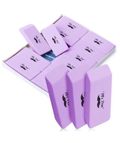 Image of Mr. Pen- Pencil Eraser, 12 Pack, Purple | Large Latex Free Block Erasers for School, Office, Art Sketching, Homework, Exams, Clean Smudge-Free Correction