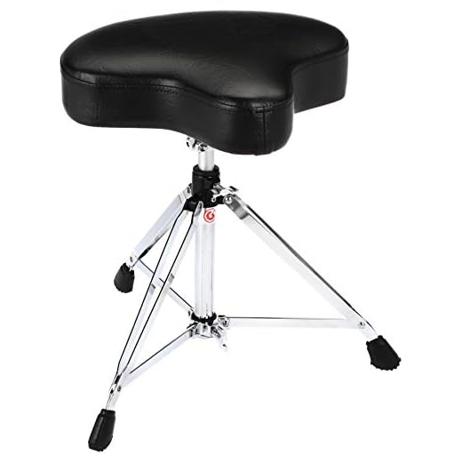 Taburete de tambor Gibraltar, Taburete de tambor Serie 6000 Asiento Moto, 6608 (Diámetro: 39cm, Asiento de vinilo, Super Lock, Posición de trípode, Pies de goma 'Super Foot')