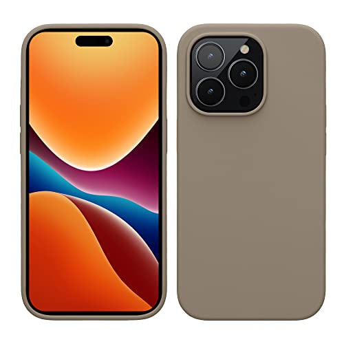 kwmobile Carcasa para iPhone 14 Pro Funda - Case TPU y Silicona para Smartphone con Interior de Microfibra - Suave Protector antigolpes para móvil - Apto Carga inalámbrica - marrón Topo