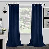 Joydeco Royal Blue Velvet Curtains 90 inch Curtains, Luxury Grommet Blackout Curtain 2 Panels, Therm
