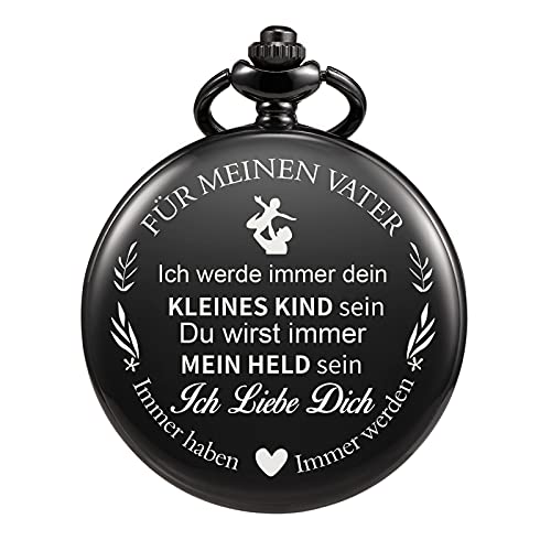 Preisvergleich Produktbild TREEWETO Taschenuhr für Vater Papa Herren Taschenuhren mit Kette für Männer, Geburtstagsgeschenk, Geschenk zum Jahrestag, Geschenk zum Vatertag Vater