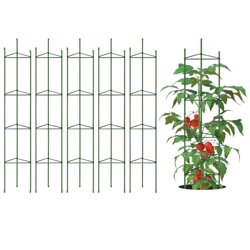 Tall Tomato Cages 5ft 6-Pack Tomato Cage for Garden Tomato Trellis Plant Stakes Climbing Supports for Tomatoes Beans Eggplant Pepper
