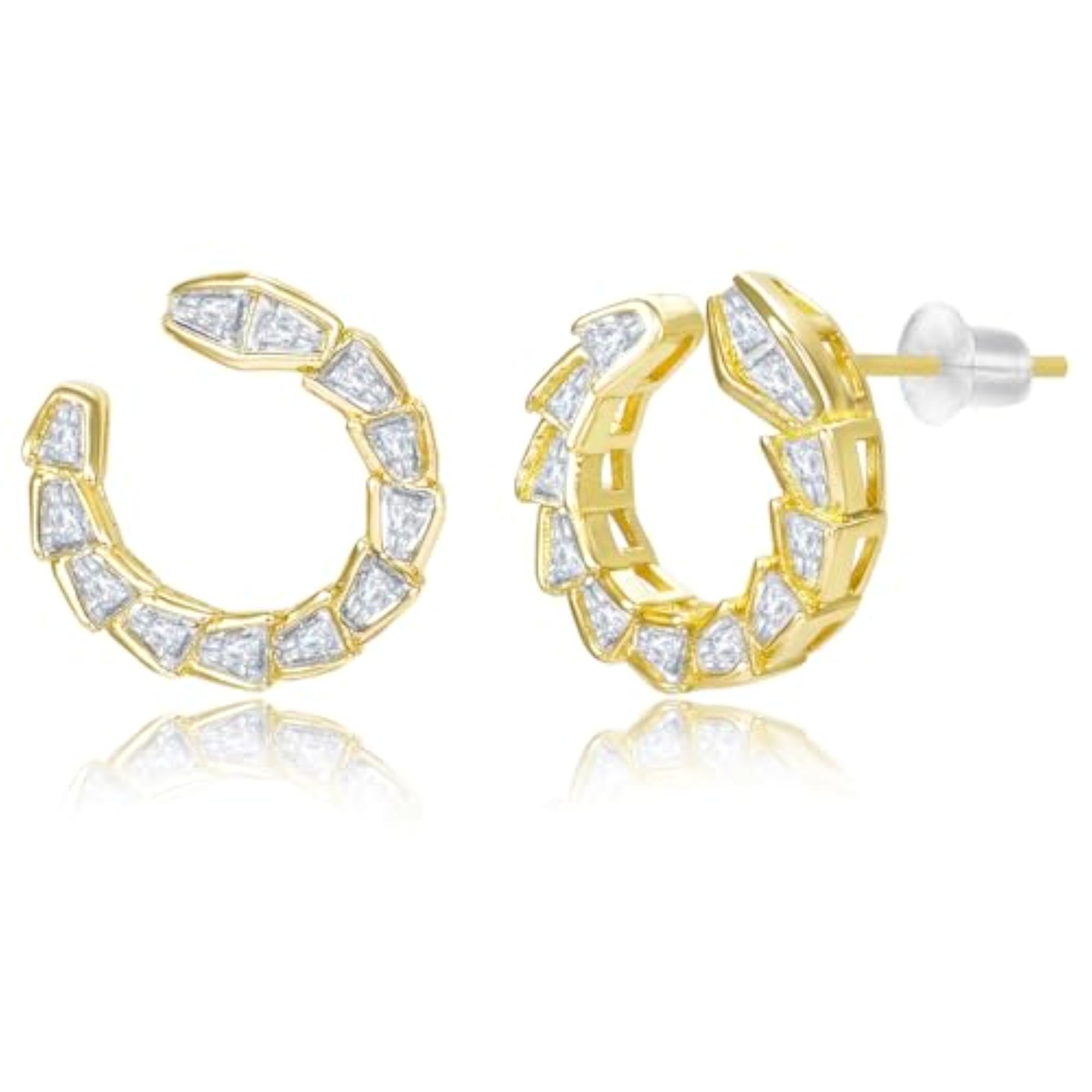 Women's Baguette Stone Studded Fancy Pendant Chain with Stud Earrings Set