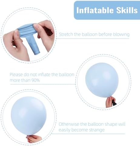 RUBFAC Blue Balloons 129pcs, Pastel Light Blue Balloon Different Sizes 18 12 10 5 Inch for Garland Arch Kit, Gender Reveal Baby Shower Birthday Wedding Easter Party Decoration - 2