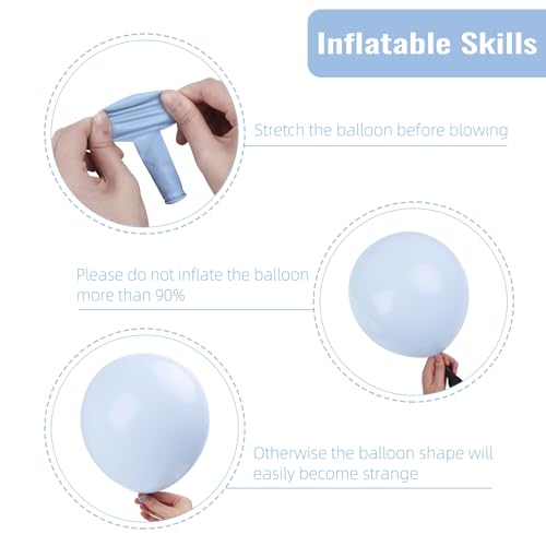 Image of RUBFAC Blue Balloons 129pcs, Pastel Light Blue Balloon Different Sizes 18 12 10 5 Inch for Garland Arch Kit, Gender Reveal Baby Shower Birthday Wedding Easter Party Decoration