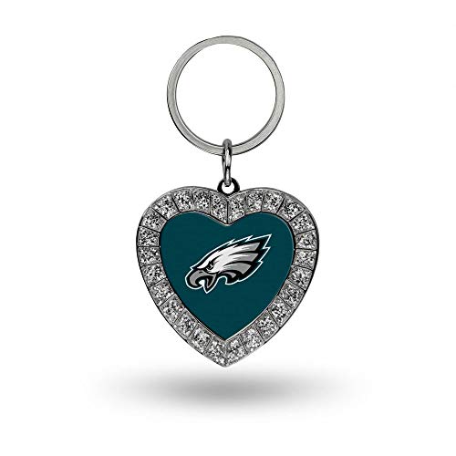 Image of Rico Industries NFL Football Rhinestone Heart Keychain - Great Accessory