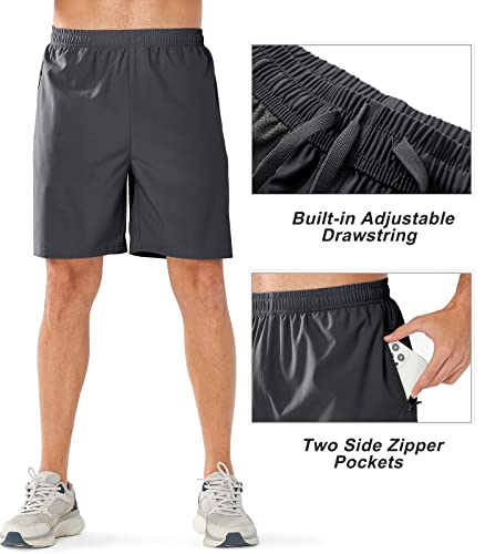 Northyard Men's Athletic Hiking Shorts Quick Dry Workout Shorts 7"/ 9"/ 5" Lightweight Sports Gym Running Shorts Basketball Exercise Darkgrey-Basic M #TOP3