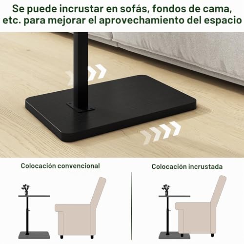Miniatura 5 de Ibuyke Mesa Auxiliar En Forma De C, Mesa Auxiliar Giratoria De 360 En Altura Ajustable Para Espacios Pequeños, Con Ranura Para Teléfono Y Tableta, Mesa De Café Moderna Para Sofá Cama, Negro Tvt003b
