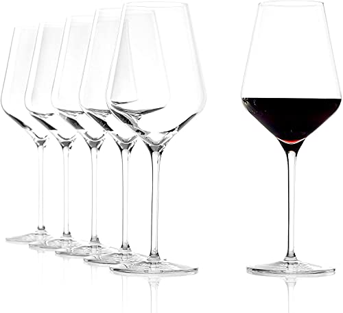 ROSEFINCH Crystal Wine Glasses Champagne Red Wine Glass 360 ml Laser Cut Thin Rim Long Stem Perfect for Red or White Ultra-Thin Light Weight for Wine Tasting Perfect Glass Gifts Set of 6 Clear.