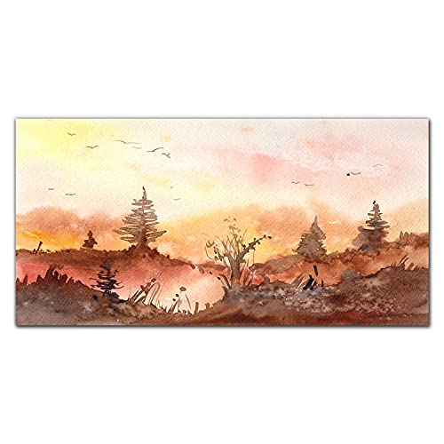 Forêt de l'aquarelle déco murale salon tableau panoramique