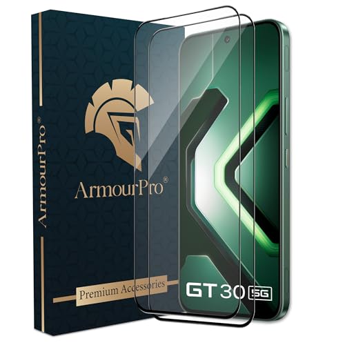 Image of ArmourPro Military Grade Gorilla Tempered Glass Compatible For Infinix GT 30 5G (6.78 Inch) With Easy Installation Kit for Smartphone| Edge To Edge Coverage | Black, Pack of 2