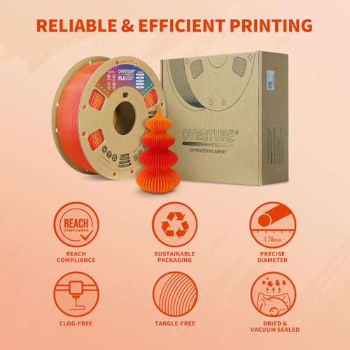 Image of OVERTURE Rainbow PLA Filament 1.75mm, Neatly Wound 3D Printer Filament 1kg Spool (2.2lbs), Dimensional Accuracy + /- 0.02 mm, Fit Most FDM 3D Printers(Tequila Sunrise)