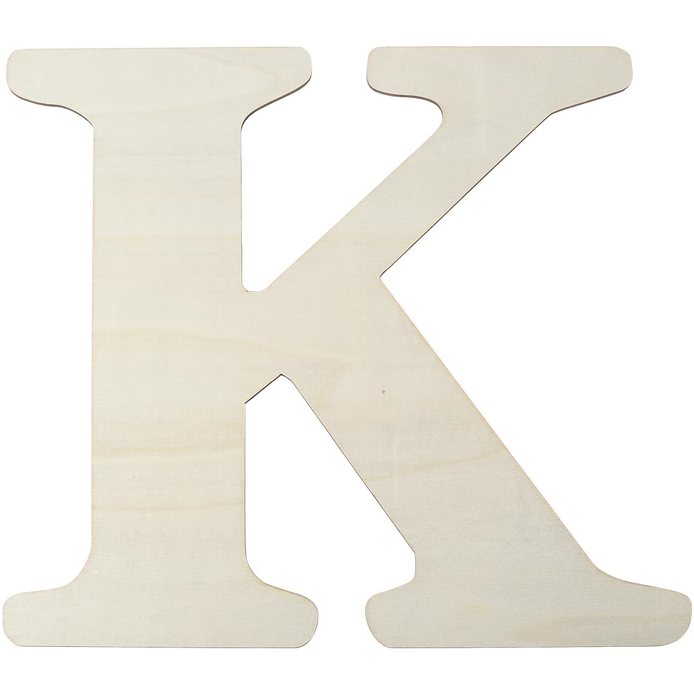 Lettre K en Bois Blanc Antique 15 x 14 Zoll Décoration en Bois Lettres de L'Alphabet Panneau MDF à Peindre Mots Vierges Non pour Projets D'Artisanat Anniversaire Mariage Fête de Noël Décorat
