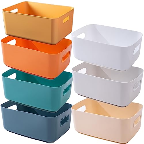 NCRGB 7 Couleurs Boite Rangement Plastique pour Rangement Cuisine30×20×12cm,Panier Plastique Rangement Salle de Bain,Paniers et Boîtes de Rangement,Boite de...