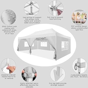 Cobizi 13×26 pop up canopy tent heavy duty with 6 sidewalls easy set up commercial outdoor party tent 100 waterproof wedding tent gazebo 2 height adjustable with wheeled bagwhite  urban country home decor