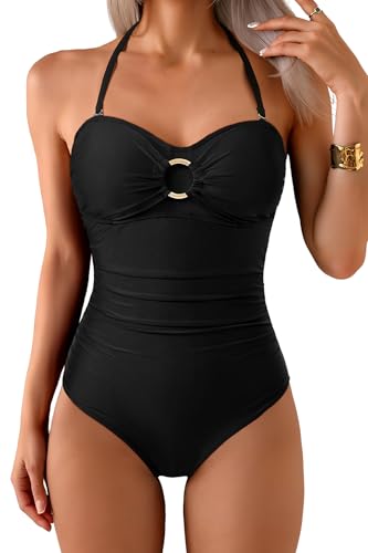 Daci Womens One Piece Swimsuit Tummy Control- Moderate Coverage Bathing Suit 2025 Bandeau Strapless Swimwear