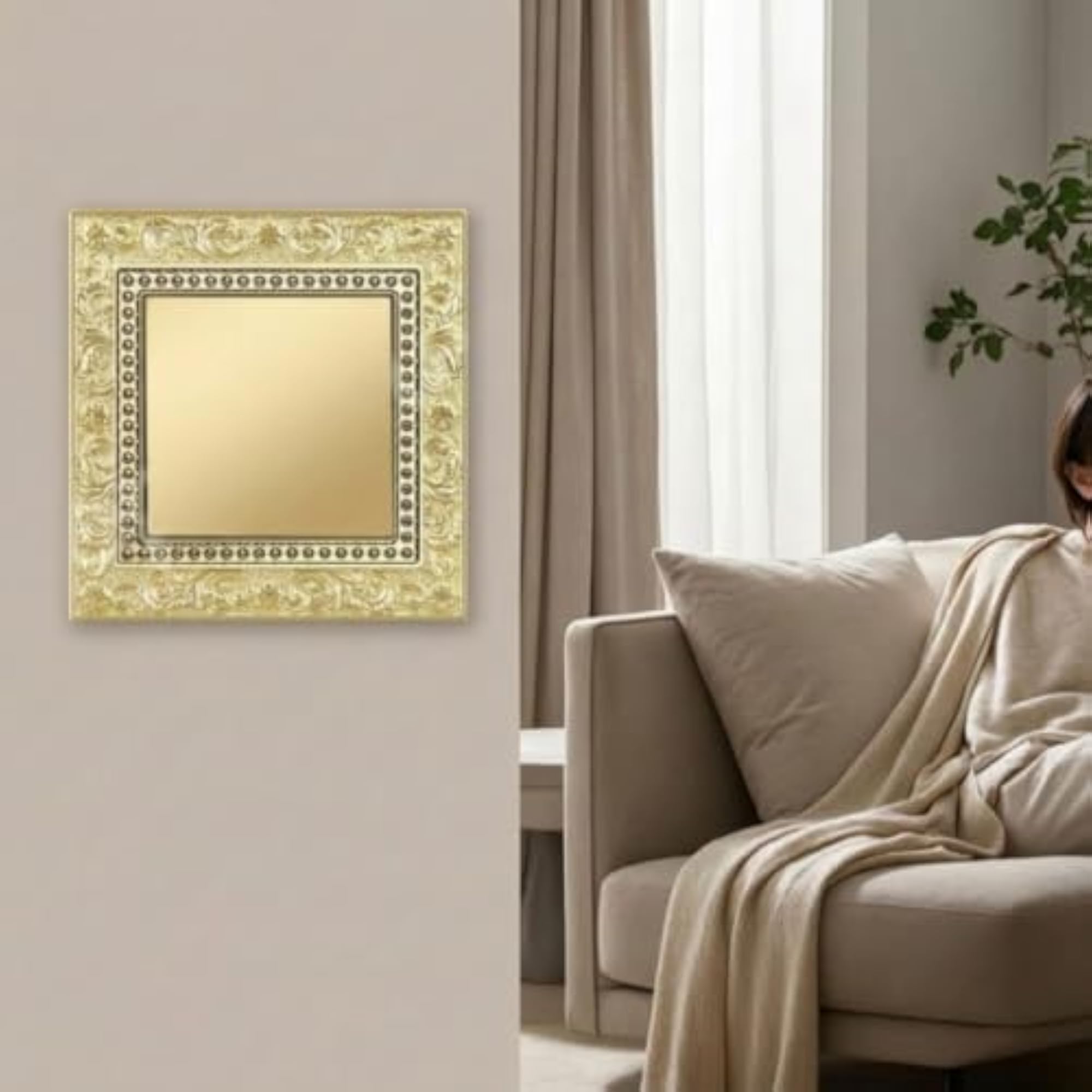 Embossed Switch Plate with Floral Border Gold-Tone