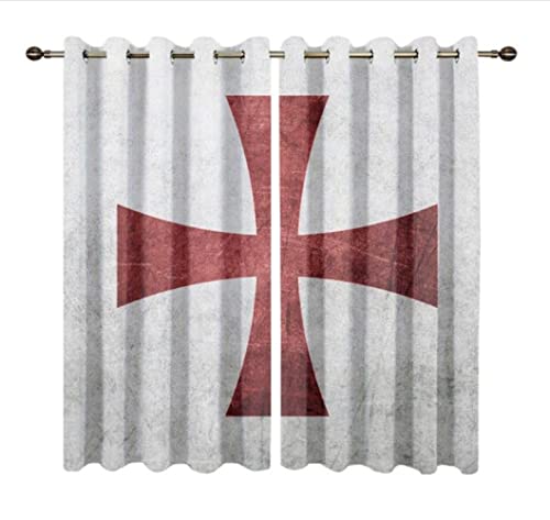 Rideaux À Motif Croisé Templier De Chevaliers Personnalisés pour Salon Rideau De Fenêtre Occultant en Polyester pour Chambre d'enfants 183*214cm