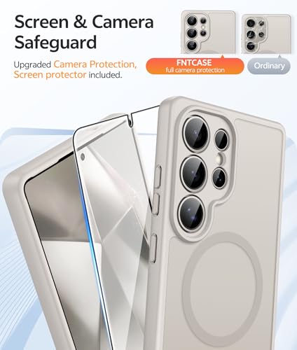Image of FNTCASE for Samsung Galaxy S24 Ultra Case: [Fit for Magsafe] [Full Camera Protection] Translucent Matte Cases with [Screen Protector] Military Grade Shockproof Protective Phone Cover