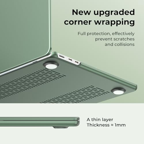 Image of EooCoo Case Compatible for New Apple MacBook Air 13 inch M5 2026 2025 2024 2022 M4 M3 M2, A3449 A3240 A3113 A2681, Mac Air 13.6 inch Laptop Protective Plastic Hard Shell Cover, Matte Midnight Green