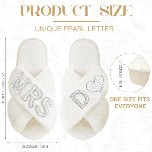 Image of Xtinmee Personalized Initial Wedding Bride Slipper Mrs Pearl Letter Makeup Bag Bachelorette Party Bridal Shower Wedding Gifts(D)