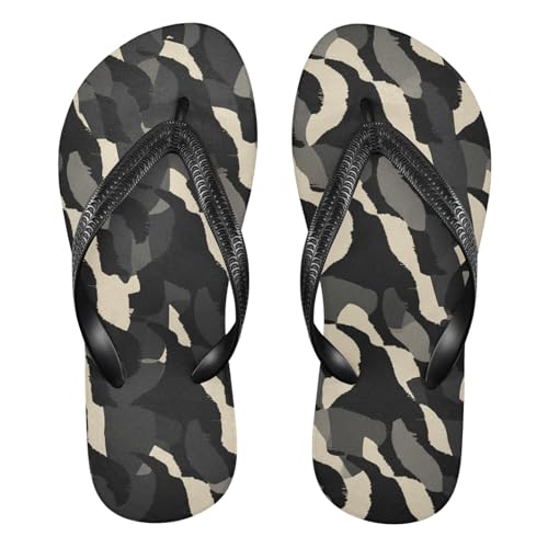 Black Beige Texture Flip Flop Beach Summer Casual Sandal for Women & Men Shower Shoes 20861873